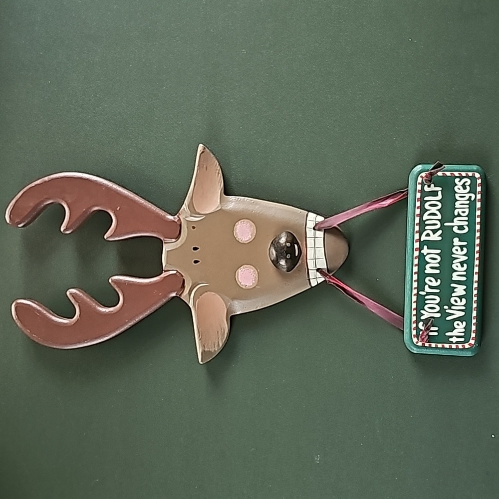 Super Cute Not Rudolf Hanging Sign - Picture 1 of 2